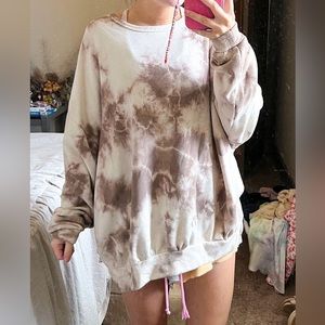POL Tiedye Brown and Cream Pullover Sweater